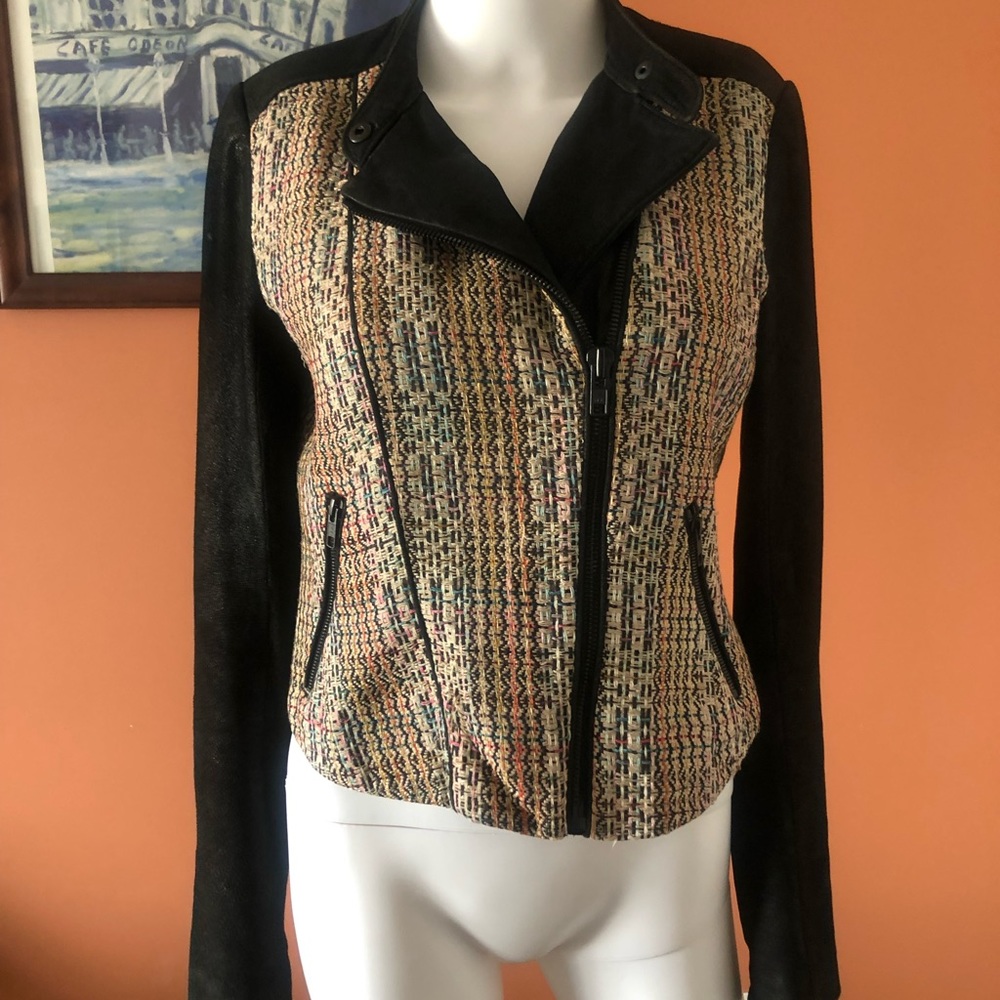 Theory Multi-Patterned/Black Cropped Jacket - image 1